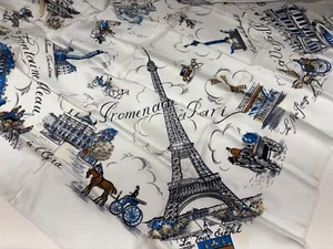 VTG 60s PARIS Souvenir Scarfs lot of 2 Landmarks Promenade A' Paris - Picture 1 of 17