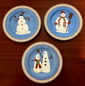 SNOWMAN by Debbie Mumm, Sakura By Oneida, 8-1/8” Salad/Dessert Plates, Set of 3 - Picture 1 of 7