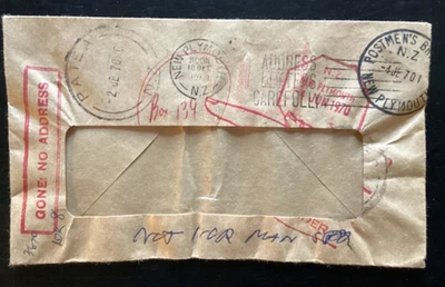 Cubierta 'Return to Sender' NZ 1970, varios cachéts, New Plymouth pmk (NZF554) Foto 1 de 2