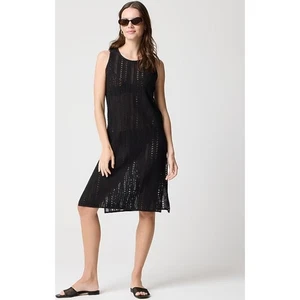J. Abito midi Crew nero all'uncinetto senza maniche copricostume da spiaggia taglia large nuovo con etichetta 80€ - Foto 1 di 10