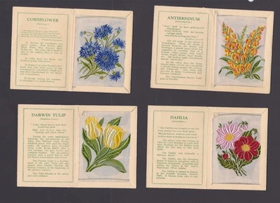 4 large silks KENSITAS FLOWERS (Printed Back) Wix 1934 vgc Cat £16 Dahlia etc. - Image 1 of 2