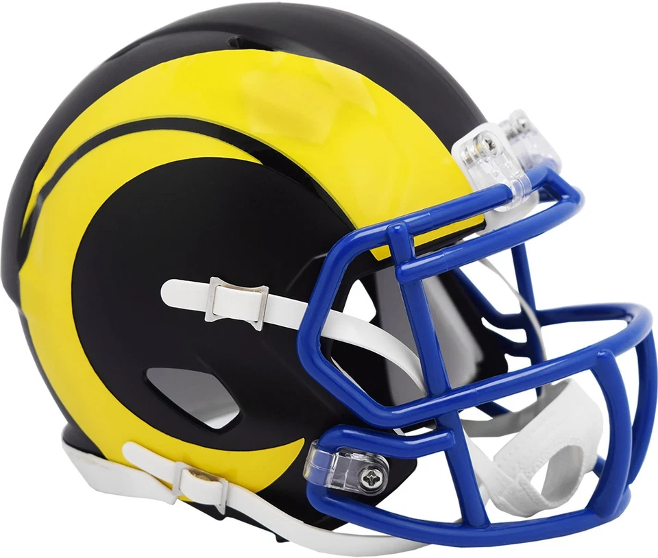 Mini casco de fútbol americano Riddell Los Angeles Rams plano negro velocidad alternativa Foto 1 de 1