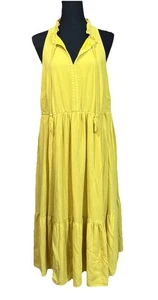 Torrid Size 1X Gauze Midi Dress Yellow Tiered Summer Beach Cottage Core Ruffle - Picture 1 of 11
