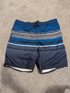 Op Swim Trunks Shorts Mens Size 2XL Blue Plaid Mesh Lined Draw string - Picture 1 of 10