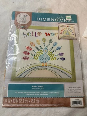 VTG Dimensions Hello World Embroidery Kit Cathy Heck Studio 10” x 10” New Seal - Image 1 of 4