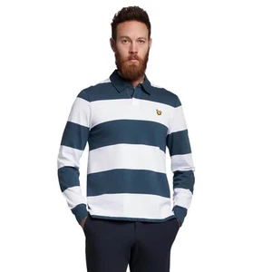 Lyle & Scott Hombre Estilo Rugby Camisa de Golf - Luz Azul Marino/Blanco - L - Imagen 1 de 4