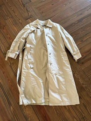 Women’s London Fog Trench Cost Tan Tie Waist Removable Fur Size 12 Regular - Image 1 of 4