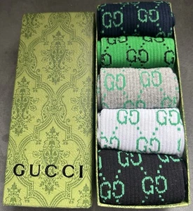 Multicolor Gucci Women/Men mid tube socks with 5 pairs per box - Picture 1 of 1