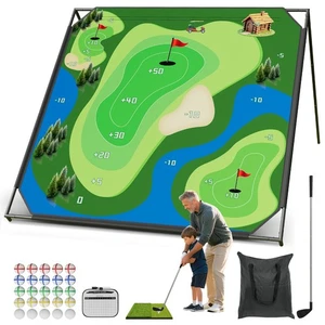 Juego de astillado de golf, golf de batalla con 2 palos de golf y colchoneta de golpeo para adultos y niños - Imagen 1 de 17