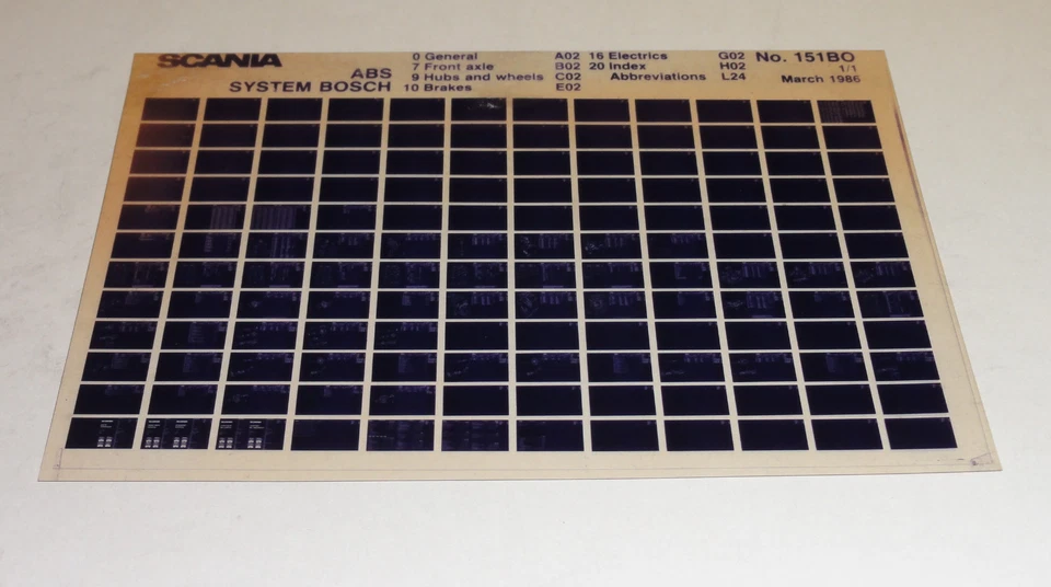 Microfiche Catalogo Ricambi / Parti Catalogo Scania ABS Camion Stand 03/1986 - Immagine 1 di 1