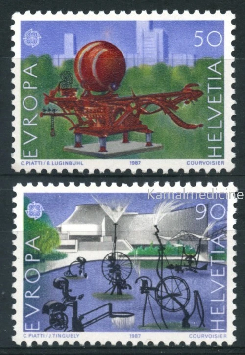 Switzerland 1987 MNH 2v, modern Architecture Europa Sculpture Arts Fountains - Image 1 of 1