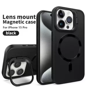 Für iPhone 16 Pro Max 15 14 13 12 Weiche Silikon Magnet Hülle Integrierter Ständer - Bild 1 von 15