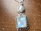 Moonstone and Cultured Pearl 925 Sterling Silver Pendant a208s