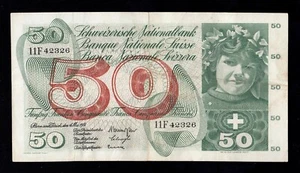 F.C. SUIZA SWITZERLAND , 50 FRANCOS 1961 , MBC- (VF-) , P.48a . - Picture 1 of 2