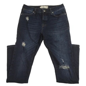 Topman Jeans Men's Size 34X33 Straight Leg Button Fly Distressed Med Blue Denim - Picture 1 of 9