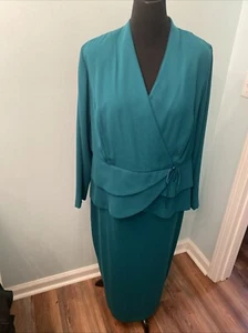 Danny & Nicole Women’s Green 18W One piece Maxi Formal Suit Dress EUC - Picture 1 of 13
