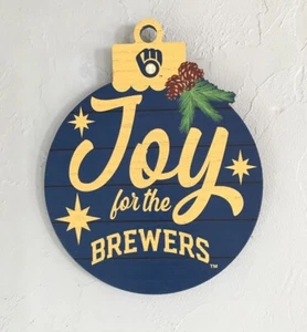 MILWAUKEE BREWERS Wooden Christmas Ornament Wall Hanging 9.5” Sign MLB Joy - Picture 1 of 10