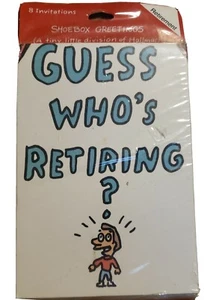 Vintage Retirement Party Invitations ShoeBox Greetings 8 Cards 8 Envelopes - Picture 1 of 6