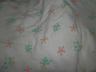 Pink, Blue Flowered Flannel Fabric, Measures 44 in. Wide and 4 Yards Long - Image 1 of 2