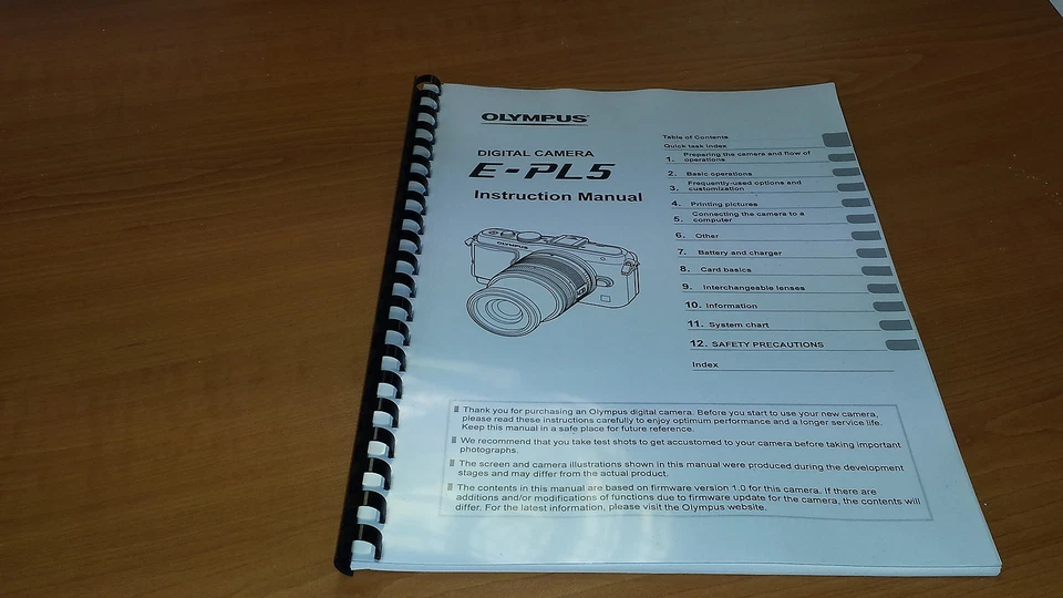 OLYMPUS E-PL5 FOTOCAMERA DIGITALE STAMPATA MANUALE UTENTE 133 PAGINE A5