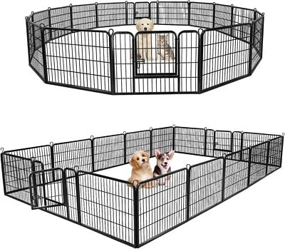 狗围栏 16 面板 24 英寸狗围栏可折叠可拆卸庭院房车野营 — 第 1/4 张图片