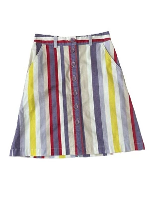 Falda Maeve Anthropologie a Rayas Púrpura Rojo Amarillo Blanco Botón Para Mujer EE. UU. 00P Foto 1 de 4