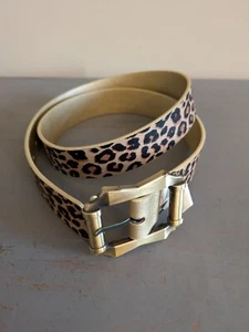 Betsey Johnson Women's Leopard Print Gold Reversible Belt Brass Buckle Medium - Picture 1 of 13