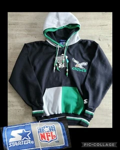 Vintage 90s Starter Philadelphia Eagles Duo Hood Hoodie Sweatshirt Sz L New Tag - Picture 1 of 13