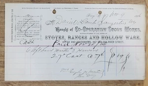 1869 Billhead New York Troy Co-Operative Stove Company - Picture 1 of 5