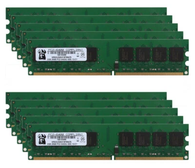 DDR2 RAM 20 GB 10x 2 GB 2Rx8 PC2-6400 800Mhz 240Pin 1.8V DIMM Desktop Memory CL6 - Image 1 of 4