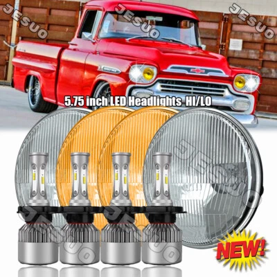 for Chevy 3100 Truck 1958 1959 4pcs 5.75" Round LED Headlights Hi/Low Beam - Изображение 1 из 4