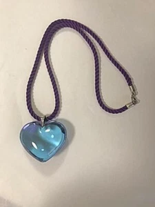 Baccarat Heart Necklace Pendant Choker Pale Violet Blue 2 Color No Box Used - Picture 1 of 5