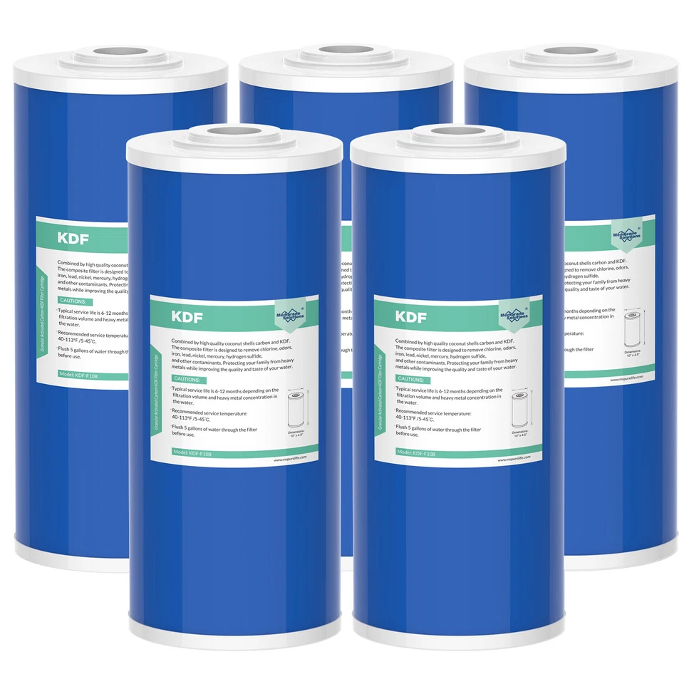 1-6 Pack 10"x4.5" KDF Carbon Big Blue Water Filter Heavy Metal Removal For DB10C - Image 1 of 4