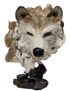 Vintage Head Of The Pack Wolf Head Statue Figurine Resin - Picture 1 of 6