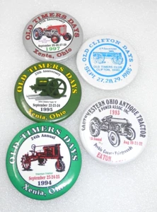 Old Timers Day Steam Threshers Tractor Button Lot - Xenia Eaton Ohio Pin Pinback - Picture 1 of 14