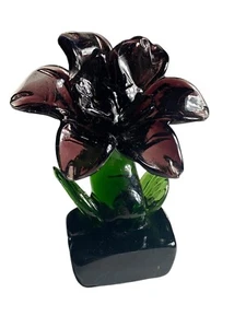 Hand Blown Art Flower Glass Decorative Figurine - Picture 1 of 10