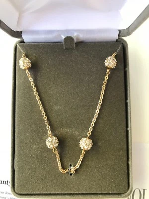 NOLAN MILLER NECKLACE ROUND Gold Tone Crystal Runaround Glamour Bead RARE - Imagem 1 de 3