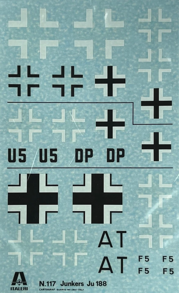 Decals : Junkers Ju 188 A1-E1 German Fighter Bomber Italeri | No. 117 | 1:72 - Image 1 of 1