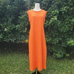 Free People Strand Midi Tee Kleid Damen M orange Baumwolle Rückenausschnitt Boho Coastal - Bild 1 von 15