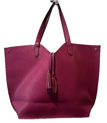 Bolso de Mano Neiman Marcus Grande Imitación Cuero Fucsia Foto 1 de 4