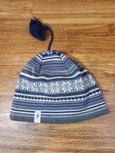 Smartwool BlueGray Nordic Fair Isle Merino Wool Tassel Pompom Beanie Hat Size OS - Picture 1 of 3