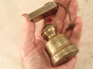 18th Century FRENCH Flat Bottom Ornate Gunmetal Plumb Bob Weight w/ Wall Spacer - Picture 1 of 7