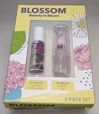  Flor infundida con flores reales brillo labial/balmo, coco y púrpura. Nuevo 2 piezas. Juego. Foto 1 de 4