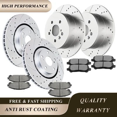 Rotores de freno delanteros traseros perforados para Toyota Highlander 2008-2014 pastillas de disco frenos Foto 1 de 4