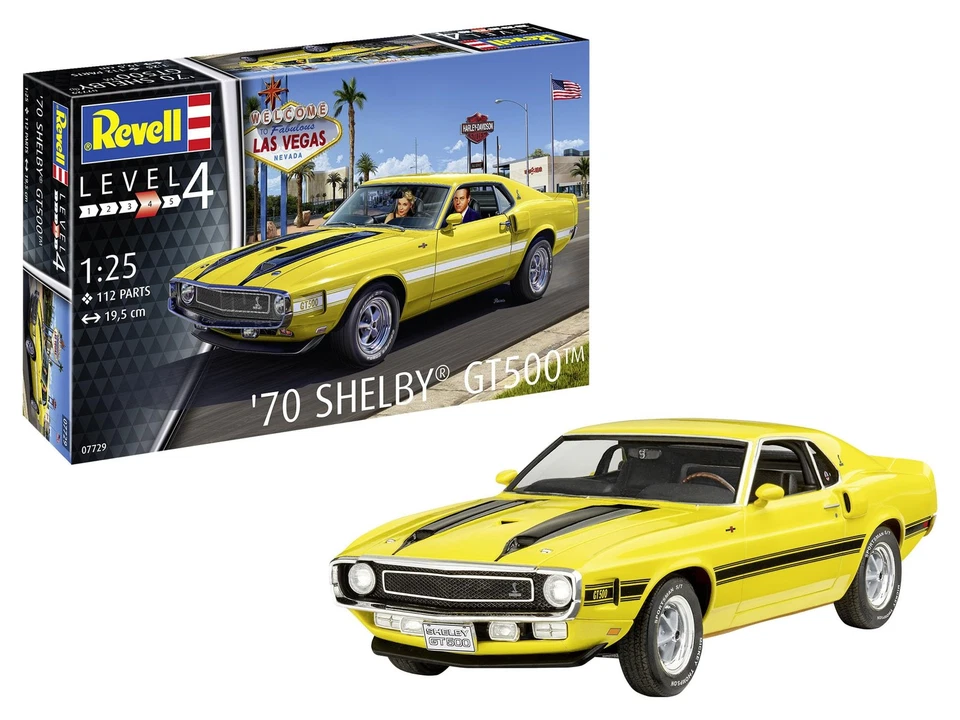 German Revell 1/25 '70 Shelby Mustang GT500 Plastic Model Assembly Kit 07729 (Ca - Immagine 1 di 4
