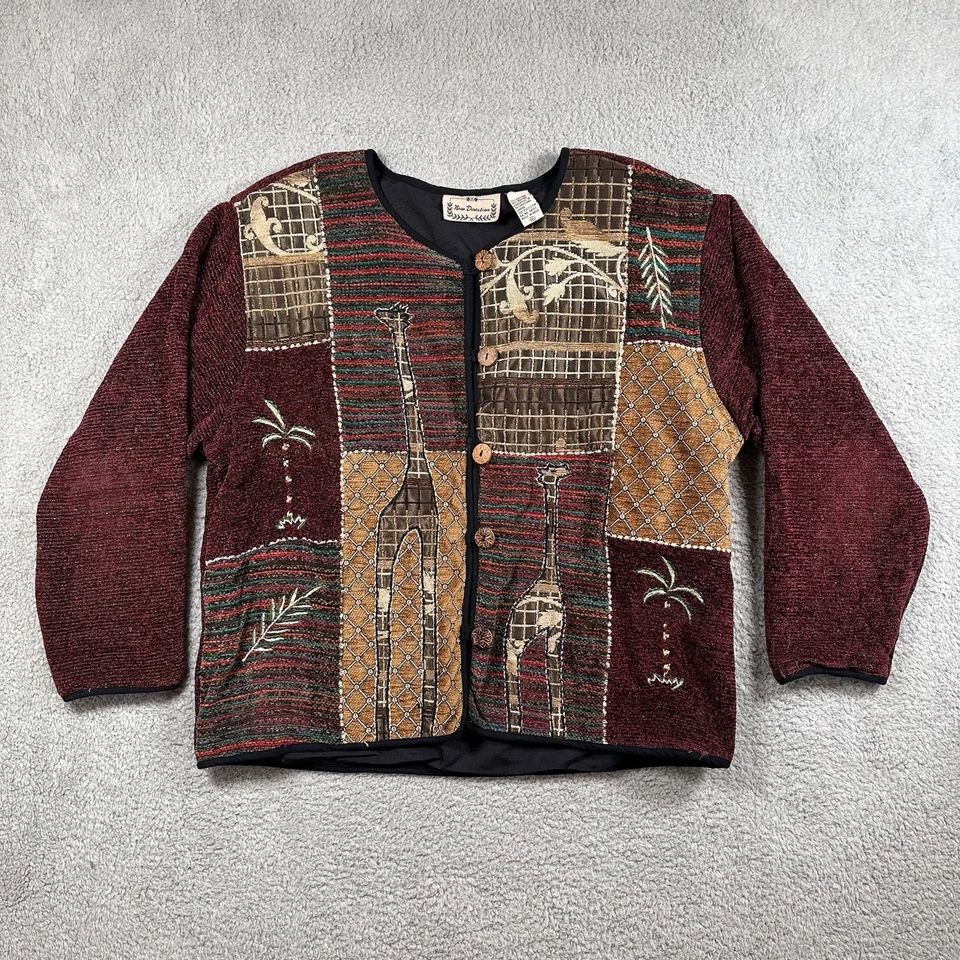 Nuevo Abrigo Direction Multicolor Safari Jirafa Edredón Chaqueta Top Talla XL Tejido Foto 1 de 4