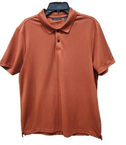 Perry Ellis Orange Ribbed Short Sleeve Polo Shirt L - Picture 1 of 4