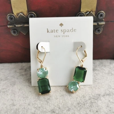 Kate Spade Shine On Mismatched Drop Earrings - Gold & Green - Image 1 of 3