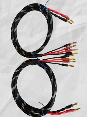 Canare 4S11 HI-FI Bi-Wire Speaker Cable Pair, Flex Braided 2 to 4 Banana, 12 Ft. - Image 1 of 3