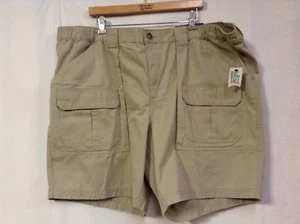 Croft & Barrow Big & Tall 50 Waist Side Elastic Tan Cargo Shorts  - Picture 1 of 5
